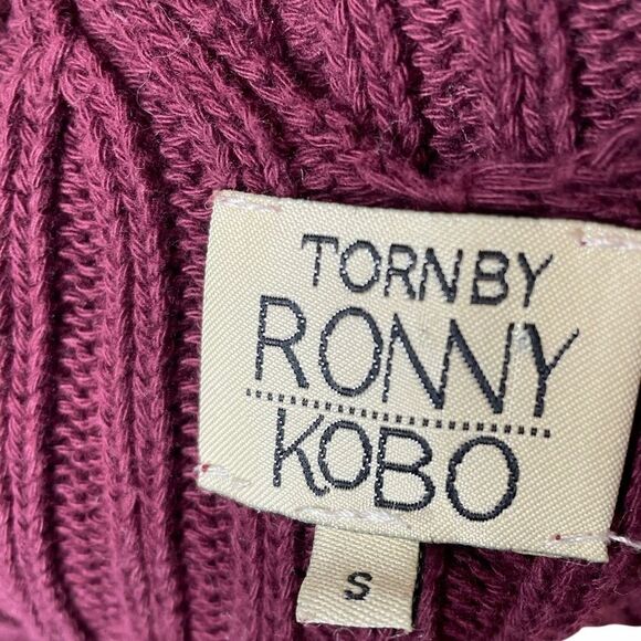 Torn By Ronny Kobo Cold Shoulder Tie Sweater w/Bell Sleeves - Small - Picture 4 of 8